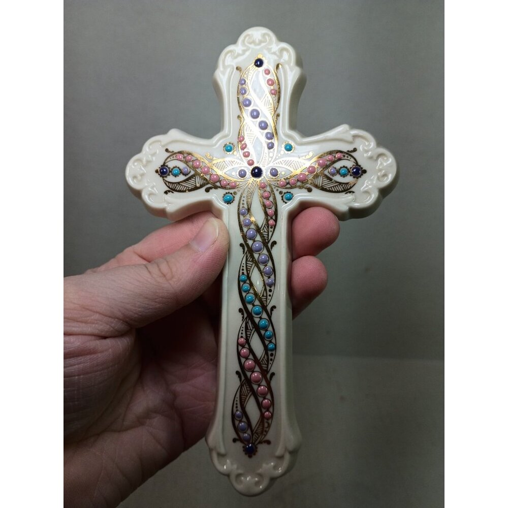 Lenox China Treasures Enamel Wall Hanging Cross Jeweled Design - Picture 2 of 6